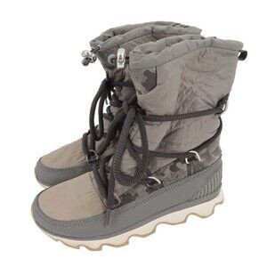 Sorel Women 8.5 Kinetic Lace up Boot Quarry Gray NL3101-052 Winter Waterproof